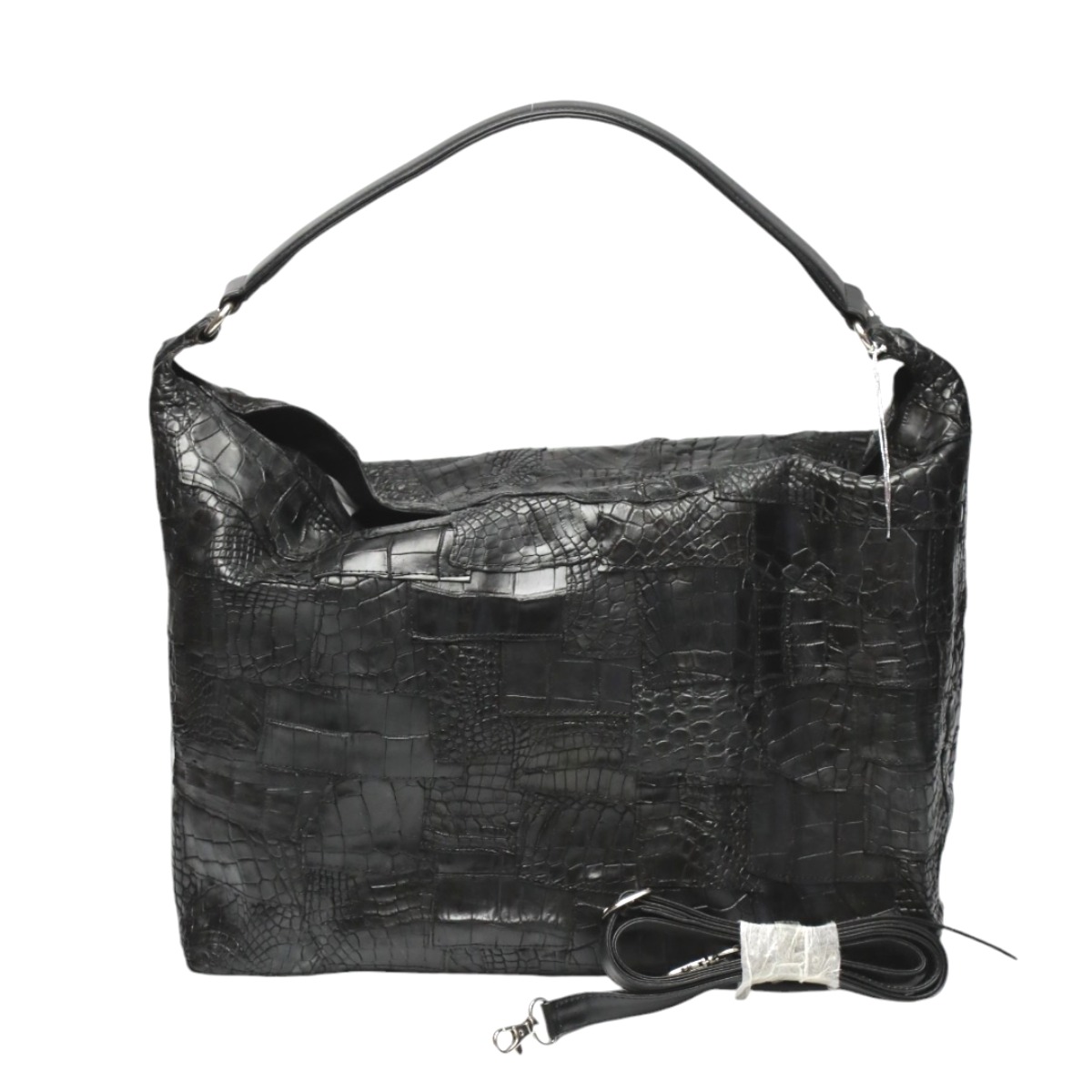 クロコダイル CROCODILE ショルダーバッグ パッチワーク 訳あり つや消し クロコダイル K-11765 黒いこと 【H】