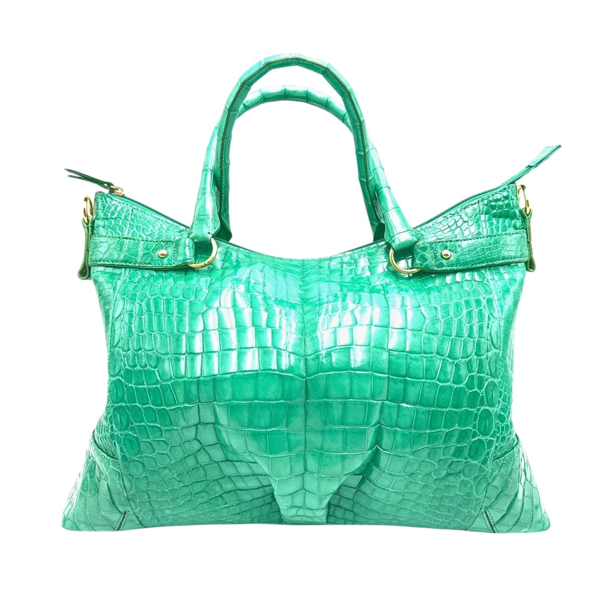 クロコダイル CROCODILE ハンドバック ショルダーバッグ クロコダイル 緑であること 【SS】 【中古】