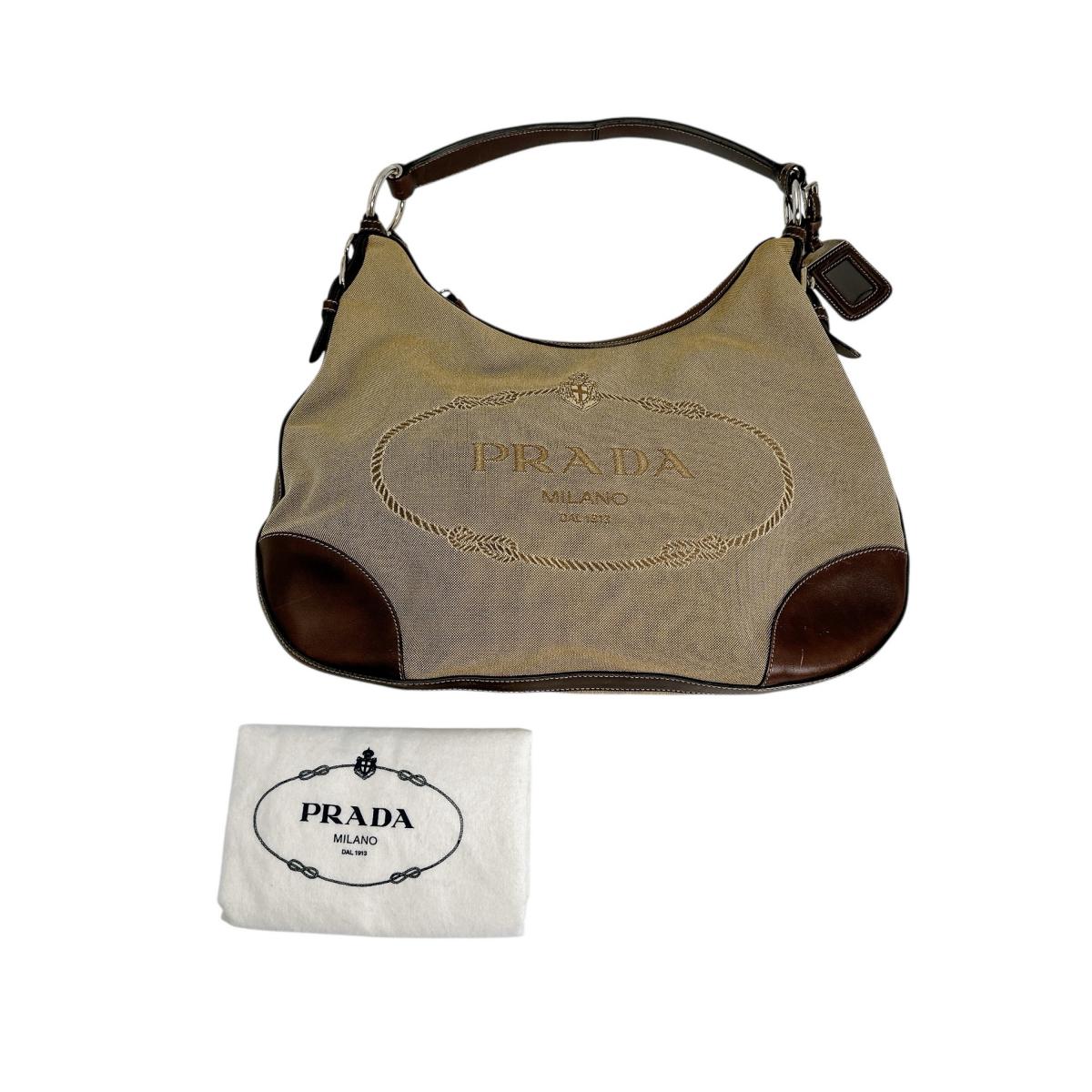 プラダ PRADA ハンドバッグ ワンショルダー ロゴジャガード BR3423 カーキ 【SS】 【中古】