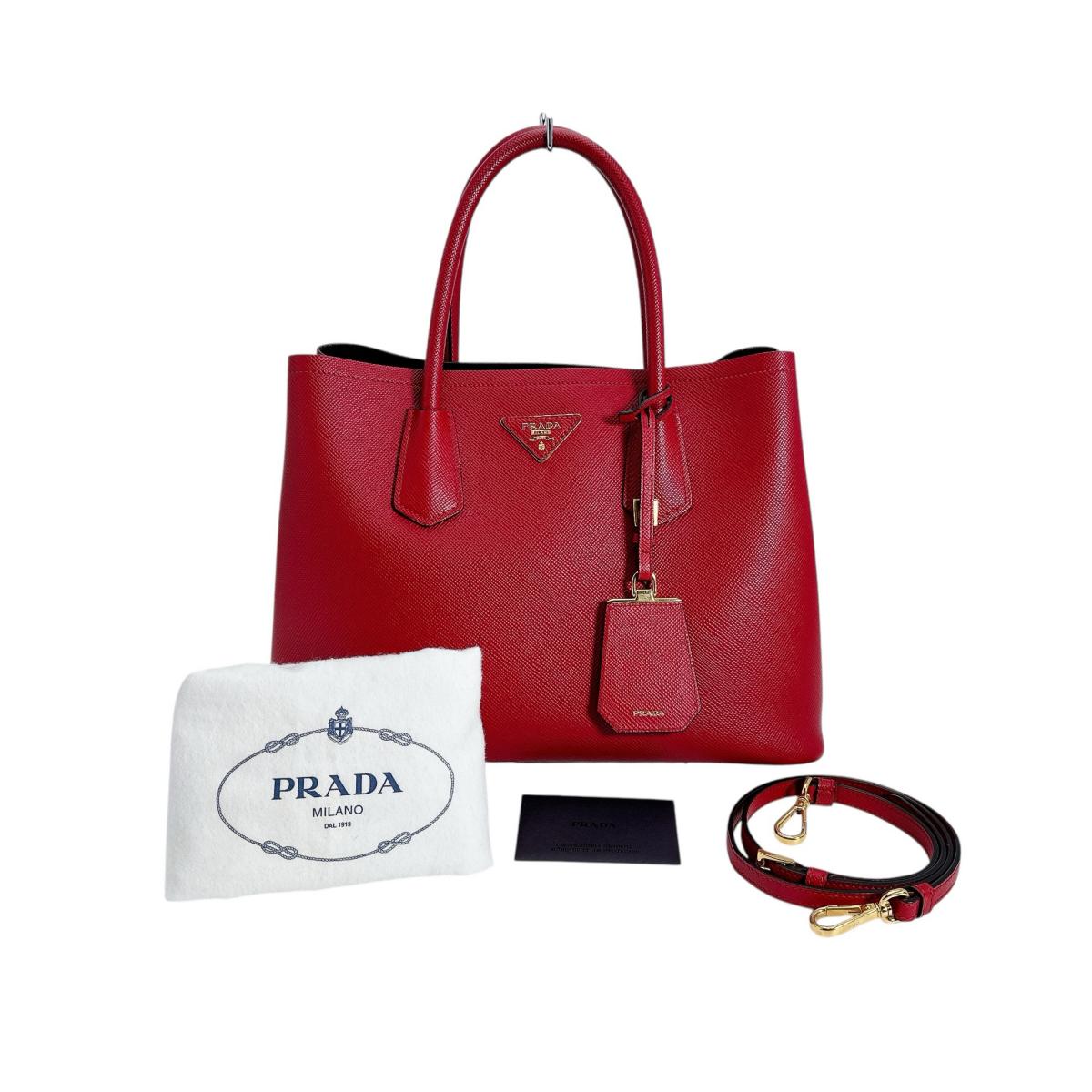 PRADA ハンドバッグ ワンショルダー 肩掛け エナメル レッド ロゴ PRADA ハンドバッグ ワンショルダー 肩掛け エナメル レッド ロゴ