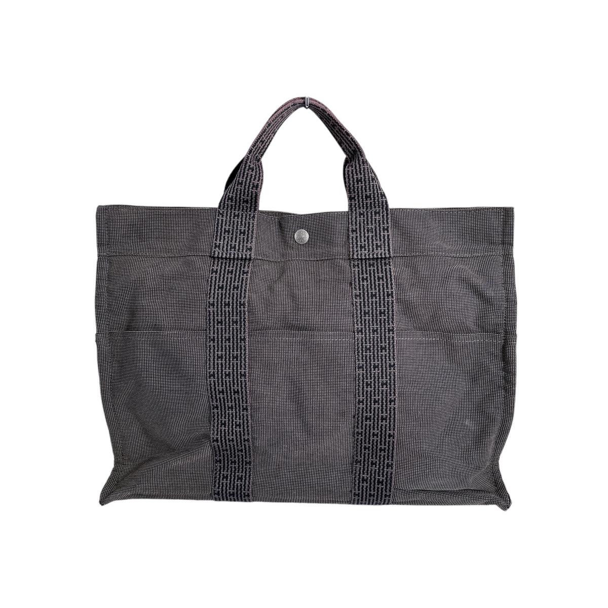 エルメス HERMES トートバッグ ビジネスバッグ エールラインMM キャンバス グレー 【SS】 【中古】