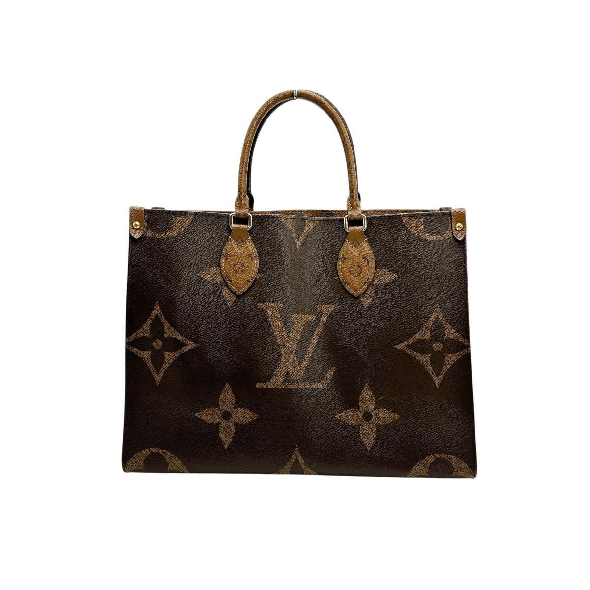 ルイヴィトン LOUIS VUITTON トートバッグ ハンドバッグ モノグラム・ジャイアントリバース オンザゴーMM モノグラムキャンバス M45321 ブラウン LV 【SS】 【中古】