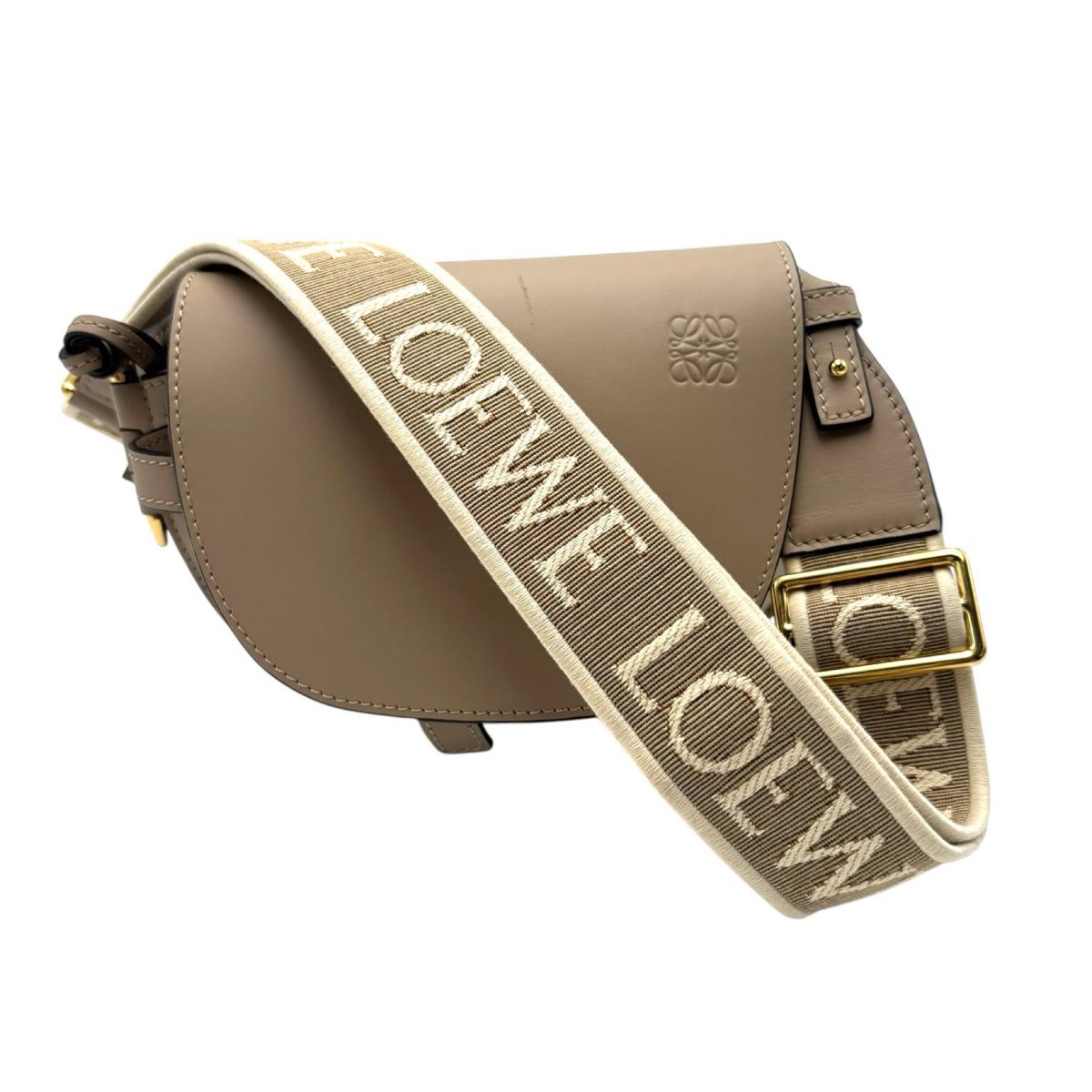 ロエベ LOEWE ショルダーバッグ ミニ御徒面子 ゲードデュアル なめし革 ベージュ 【SS】 【中古】