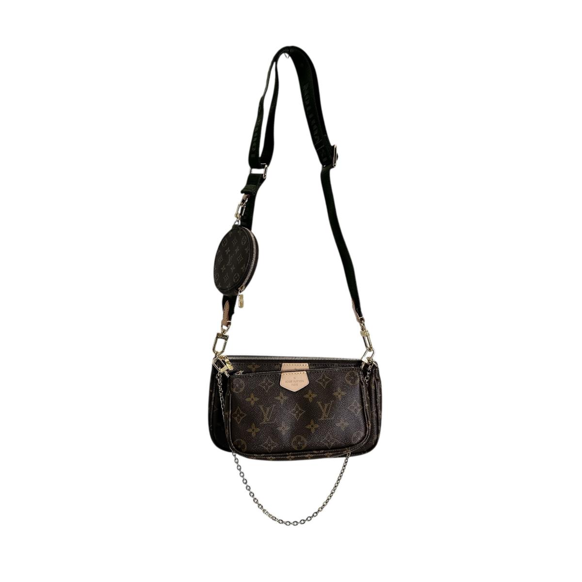 ルイヴィトン LOUIS VUITTON ポーチ ショルダー モノグラム ミュルティ・ポシェット・アクセソワール モノグラムキャンバス M44813 カーキ×ブラウン LV 【中古】【OS】