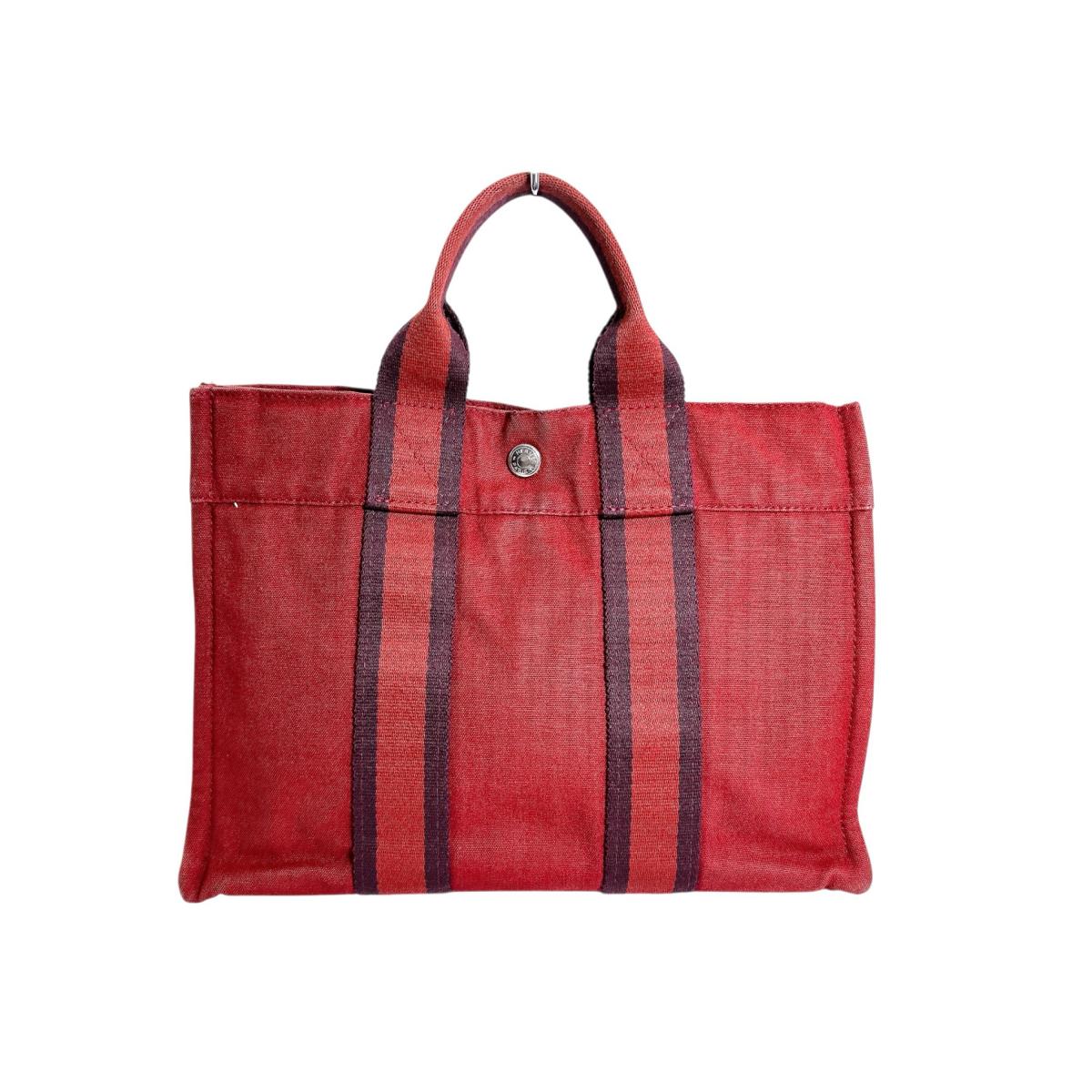 エルメス HERMES ハンドバック ハンドバック フールトゥトートPM 帆布 赤いこと 【SS】 【中古】 バッグ・小物・ブランド雑貨-ハンドバッグ