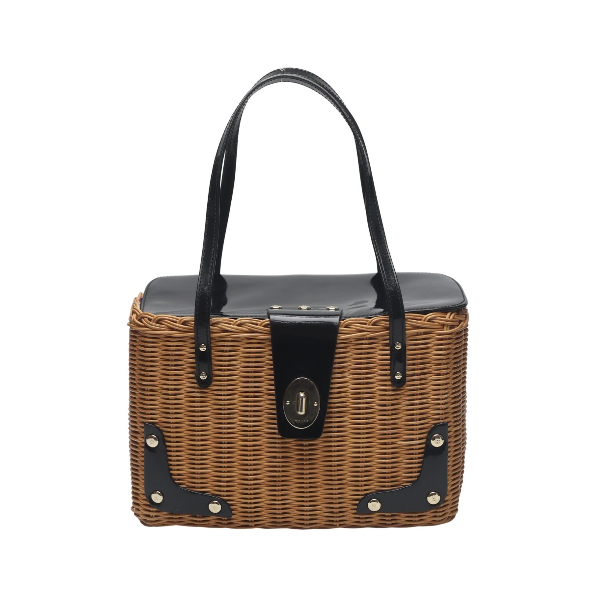 ケイトスペード Kate Spade ハンドバッグ カゴバッグ バスケット エナメル PXRU0381 ブラウン 【SS】 【中古】