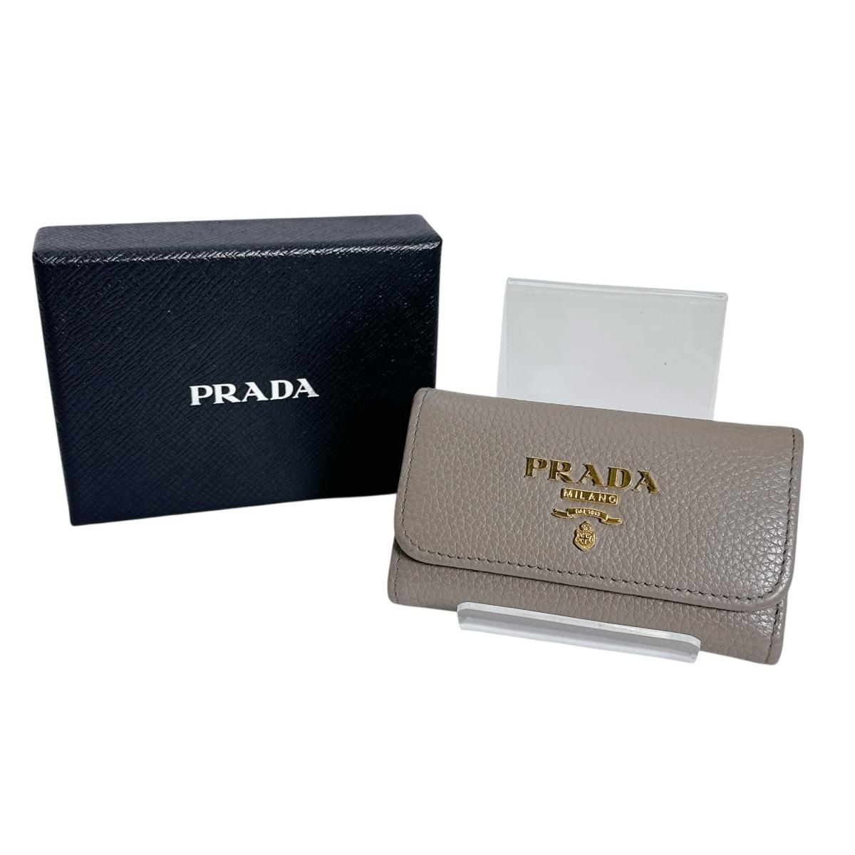 プラダ PRADA 足懸かり入れもの 6本用足懸かり入れもの ヴィッテログレインレザー サフィアーノ なめし革 1PG222 グレージュ 【SS】 【中古】
