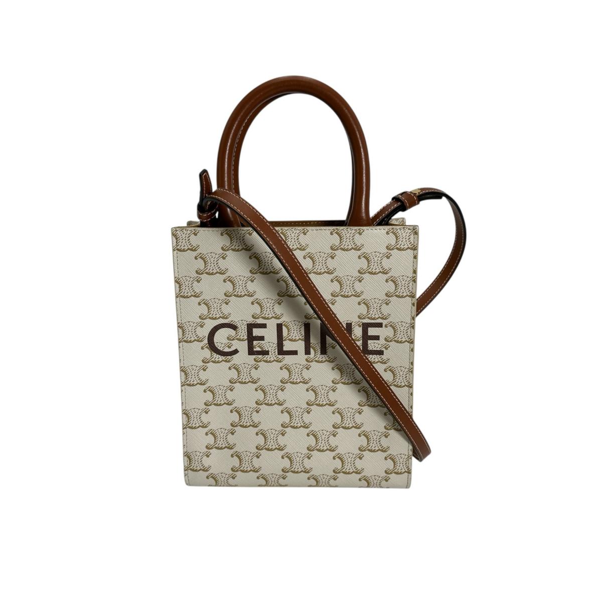 セリーヌ CELINE ハンドバック ハンドバック ミニパーティカルカバ トリオンフ PVC 白いこと 【SS】 【中古】