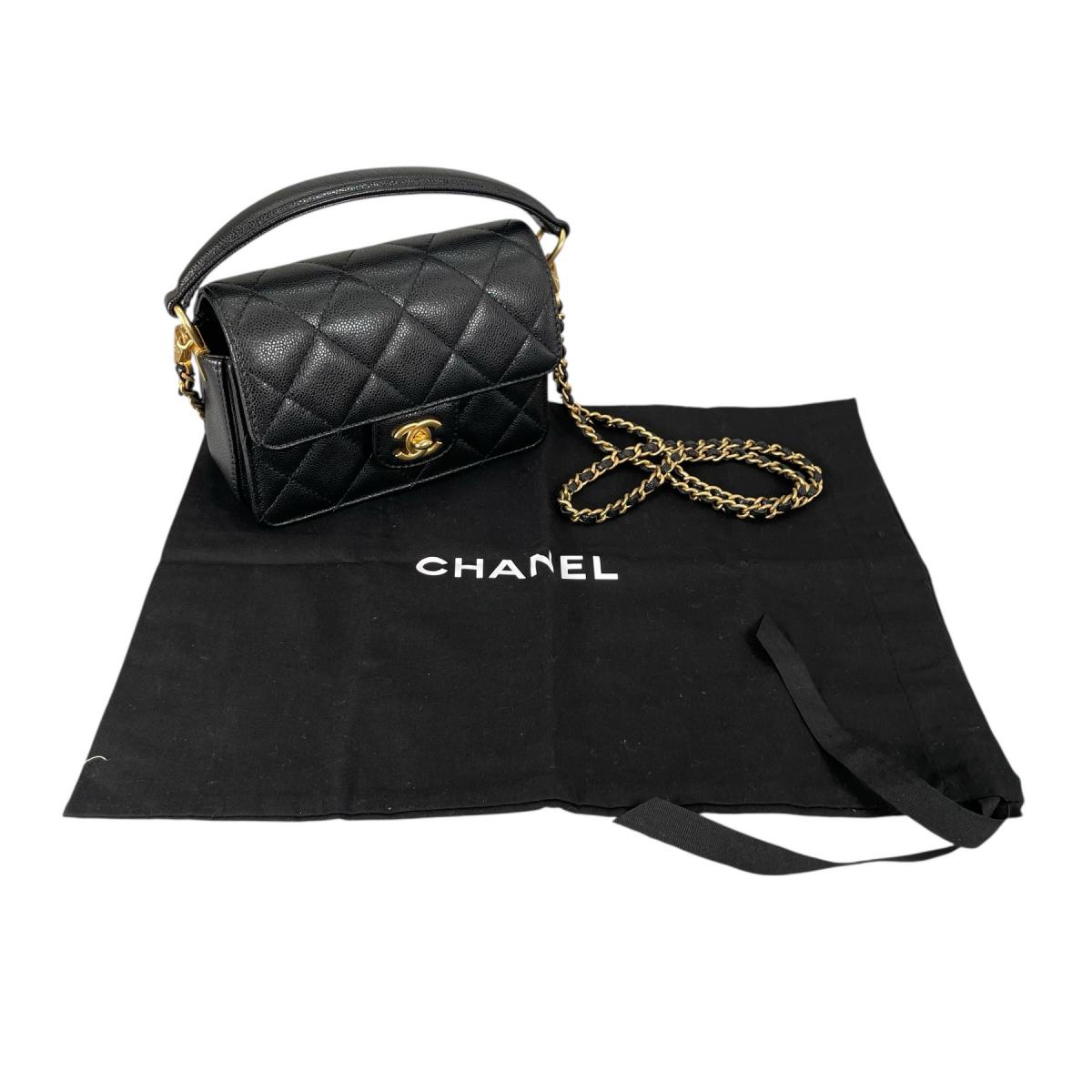 シャネル CHANEL ハンドバック 下げ翼御徒面子 キャビアひと肌 マトラッセ 手持ち部分 ミニ なめし革 AS5164 黒いこと 【SS】 【中古】
