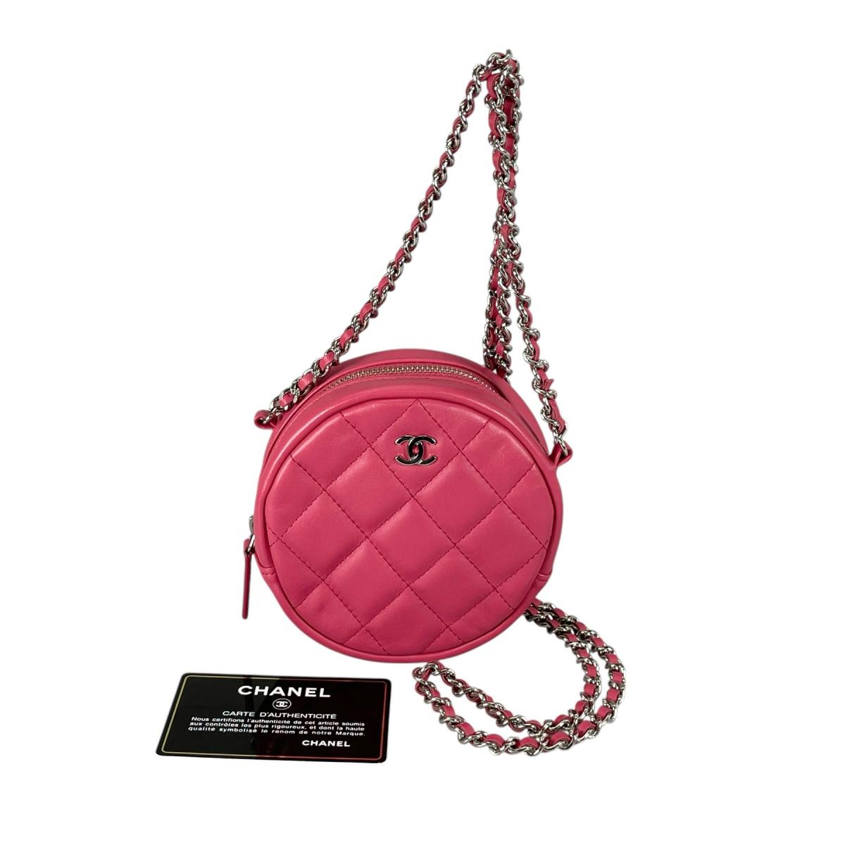 シャネル CHANEL ショルダーバッグ ラウンドチェーン店 ココマーク マトラッセ ラウンド ミニ 子ヒツジ人はだ A70657 サクラ色 【SS】 【中古】