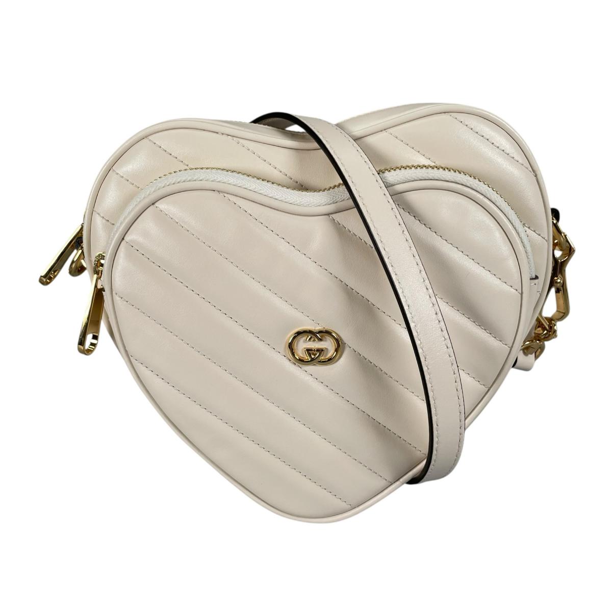 グッチ GUCCI ショルダーバッグ ショルダーバッグ ハート形チェーン店 インターロッキングG なめし革 751628 白いこと 【SS】 【中古】
