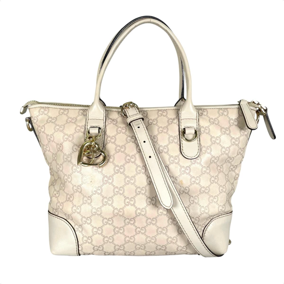 グッチ GUCCI ショルダーバッグ 2wayトートバッグ グッチシマ ハートビット レザー 269957 ベージュ 【SS】 【中古】