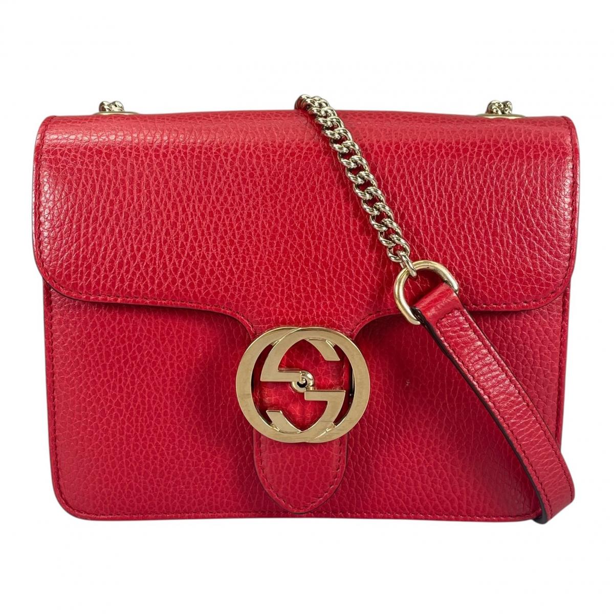 グッチ GUCCI ショルダーバッグ ゴールドチェーン店 クロスボディバッグ インターロッキングG なめし革 510304 赤いこと 【SS】 【中古】