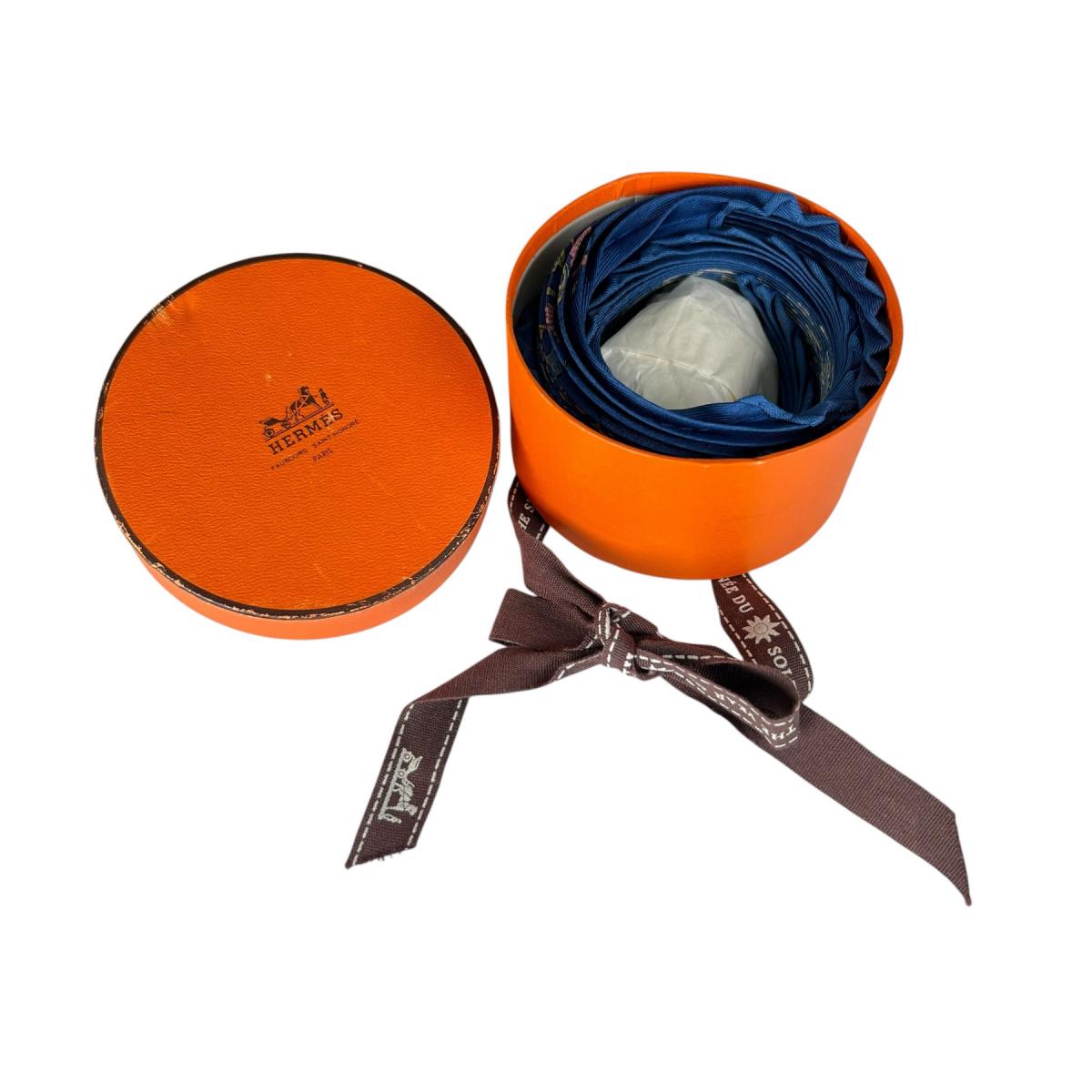 エルメス HERMES えり巻き 地絹えり巻き プリーツカレ  mini 地絹 青み 【SS】 【中古】