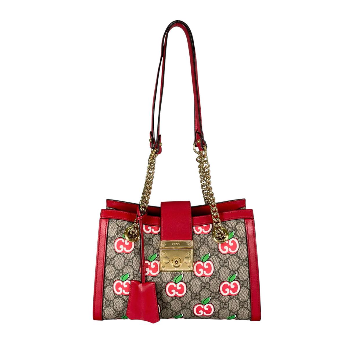 グッチ GUCCI ショルダーバッグ ショルダーバッグ GGアップル パドロック GG帆布 498156 ベージュ×赤いこと×マルチ色つや 【SS】 【中古】