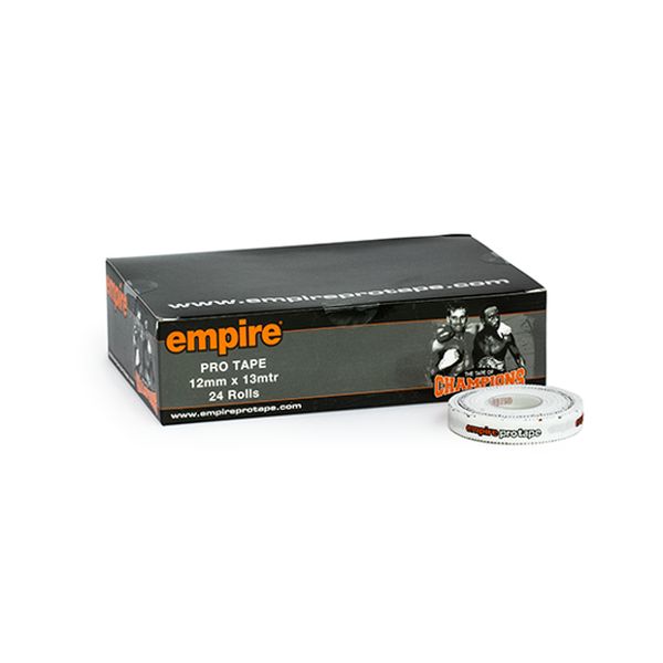 Empire Protape [帝国 労働者階級磁気テープ]  箱売り/ボックス席 ロゴタイプ 1.2cm×13m  BOX（24渦状文入り口・入口）／ 手の指磁気テープ テーピング磁気テープ バンデージ バンテージ 力くらべ用磁気テープ 運動競技磁気テープ 白いこと 総柄 ロゴタイプ柄 取り入れる格闘技 ボクシング キックボクシング  MMA UFC