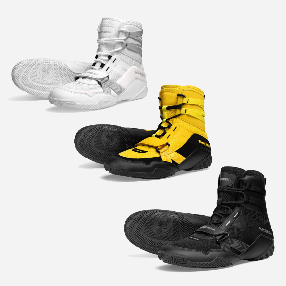 【取寄せ商品】 HAYABUSA［ハヤブサ］ストライク ボクシングシューズ ／ Strike Boxing Shoes ／ 黒 白 黄 ブラック ホワイト イエロー トレーニングシューズ レスリング シューズ 練習用 試合 靴 メンズ レディース 大人用 総合格闘技 ボクシング キックボクシング MMA｜MAZA FIGHT 店