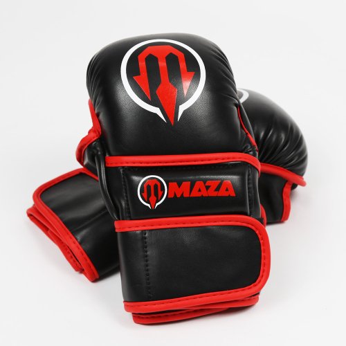 【マザファイト】MAZA［マザ］ MMA パウンドグローブ  Ver.2（黒/赤）／MMA Pound Gloves - Black/Red／ スパーリング地球儀 太刀打ち地球儀 明けっ広げ手の指 MMA 組み入れる格闘技 運動競技 ボクシング 蹴りつける BJJ ムエタイ テコンドー 組手 グローヴ打ち