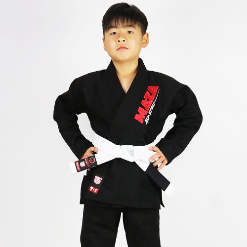 MAZA［マザ］ KIDS BJJ Gi キッズ ブラジリアン柔術着 T-1 （黒）白帯付きセット ／ ジュニア 子供用 女性用 女子 ブラジリアン柔術 MMA 総合格闘技 グラップリング 寝技 IBJJF JBJJF柔術着 柔術衣 道着 上下セット ユニフォーム Jiu Jitsu Gi 軽量 トレーニング 練習 試合｜MAZA FIGHT 店 11,622円