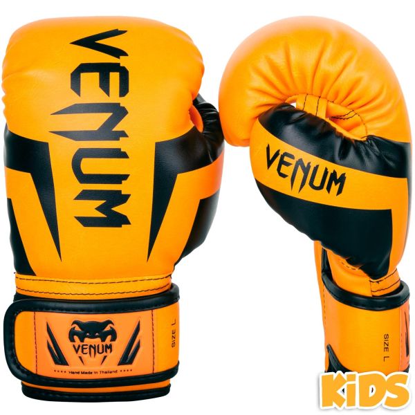 VENUM [ヴェヌム] キッズ ボクシンググローブ Elite（ネオオレンジ）- エリート／ Kids Boxing Gloves - Neo Orange ／ 上位レベル 高品質 正規品 子供用 ジュニア ユース MMA キック スパーリンググローブ ミット打ち トレーニング 練習 試合 男の子 女の子