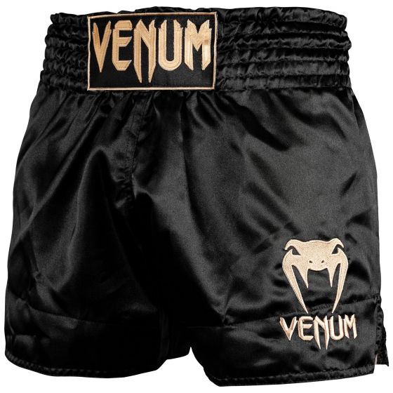 VENUM [ヴェヌム] ムエタイショーツ Classic - 古典派音楽（黒/ゴールド） ／ Muay Thai Shorts - Black/Gold  ／蹴りつける ズボン下 キックボクシング  ムエタイ ズボン下 取り入れる格闘技 ボクシング  ブラジリアン柔術 MMA UFC 戦うことズボン下  ヴェノム ヴェナム ベノム ベナム