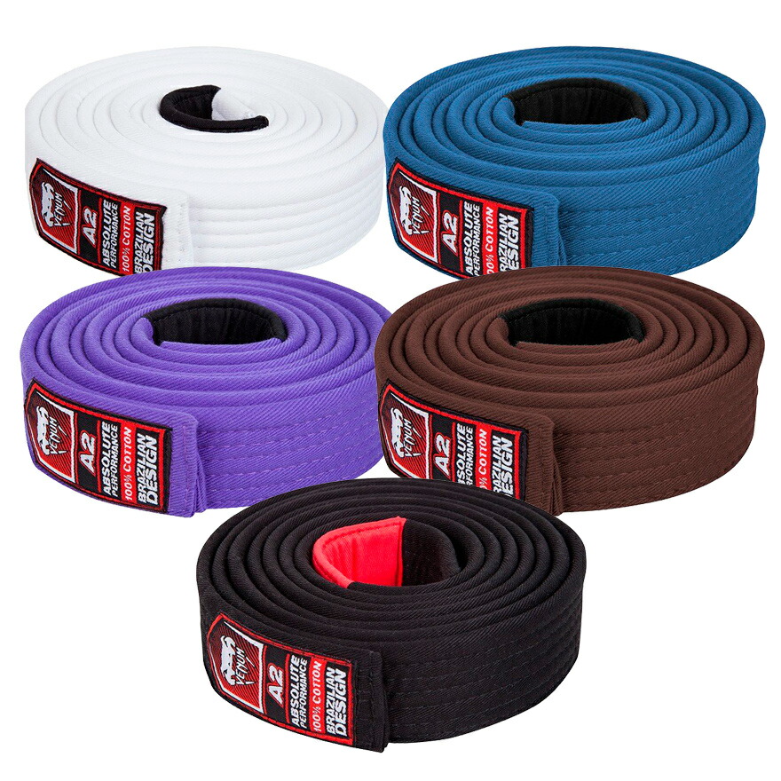 VENUM［ヴェヌム］ブラジリアン柔術帯 - BJJ帯 ／ Bjj Belt　／　白帯 青帯 紫帯 茶帯 黒帯 A1 A2 A3 A4 ホワイト ブルー パープル ブラウン ブラック 格闘技帯 格闘帯 総合格闘技 ボクシング キックボクシング MMA UFC ヴェナム ヴェノム ベヌム ベナム ベノム画像