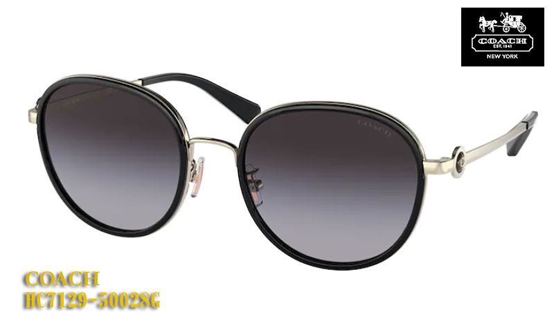 【COACH】コーチ サングラス HC7129-50028G ラウンドタイプ グレー（度入り対応/フィット調整対応　送料無料！