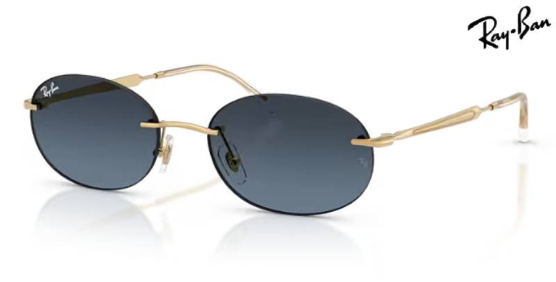 【Ray-Ban】レイバン サングラス RB3767-001/4C フチナシ オーバル ブルー 送料無料！