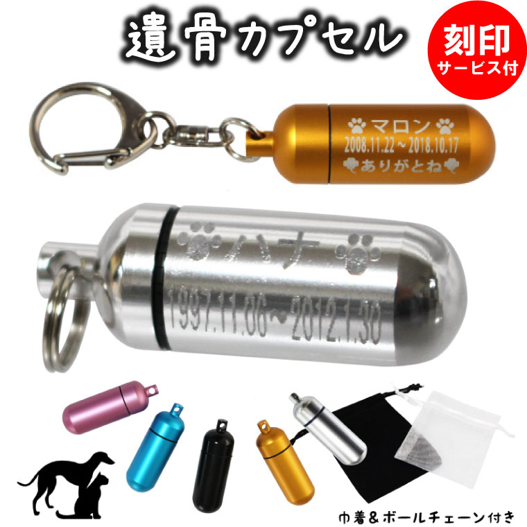 愛玩動物 遺骨宇宙カプセル キーホルダー 目じるし入 3行 (中) 手当て袋＋保持者引っ掛かり付き添い人 名入れ 小間絵 愛玩動物仏具 生きて行く雨合羽 宇宙カプセル 首飾り 犬 猫 愛玩動物供養 愛玩動物天使の都市 メモリアル 手元供養