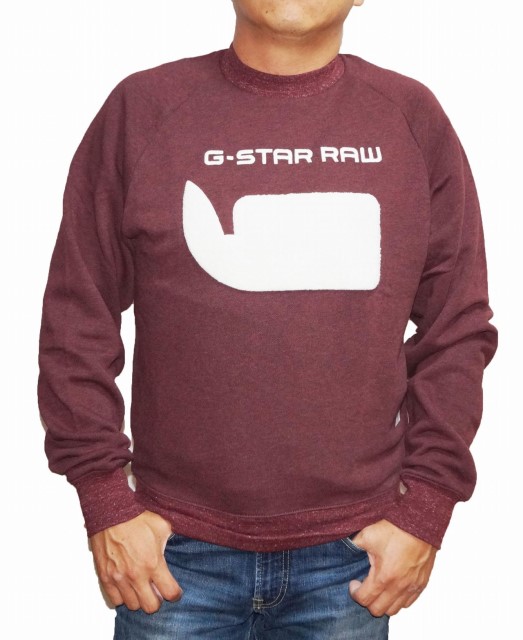 ジースターロウ G-STAR-RAW スウェット メンズ ボルドー ロゴ D09851 春物 秋物 ワインレッド｜メモシア 11,534円