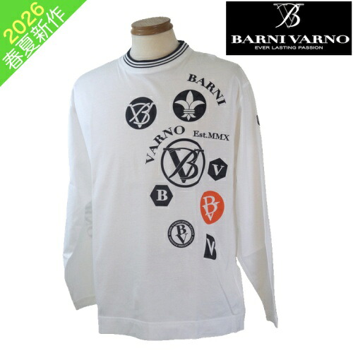 バーニヴァーノ/BARNIVARNO 刺繍長袖Tシャツ Lサイズ 539-白系|メンズ つちだ