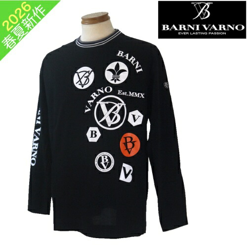 バーニヴァーノ/BARNIVARNO  刺しゅう長袖ティーシャツ LL大いさ 539-黒系