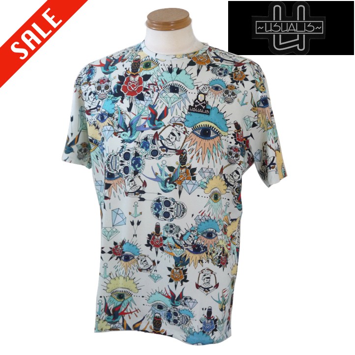ウザリス/USUALIS 夏物 プリント半袖Tシャツ XXXL/4Lサイズ