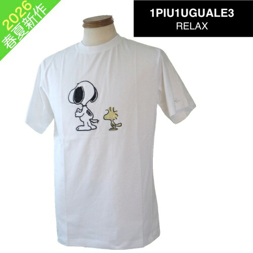 1PIU1UGUALE3 RELAX ウノピゥウノウグァーレトレ 伸び伸びする  おせっかい半袖ティーシャツ M・L・XL大いさ 057-白系 メンズファッション-トップス-Tシャツ・カットソー