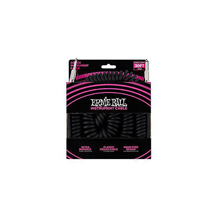 ERNIE BALL ( アーニー・ボール ) / 30 COILED STRAIGHT / STRAIGHT INSTRUMENT CABLE - BLACK#6044夏休スペシャル
