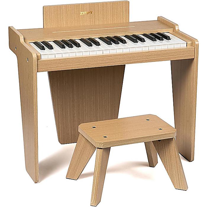 ZIPPY / キッズデジタルピアノ 37鍵盤楽器＆ 長椅子付き添い人書き割り (Oak Basic)  USB Type-C/独居室相応う 木製 ちびっ子用 陰電子洋琴 赤ちゃん向け 生まれ落ちる日 プレゼントホワイトデー 大売り出し