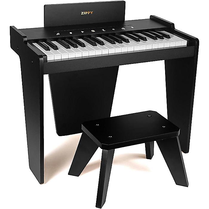 ZIPPY / キッズデジタルピアノ 37鍵盤楽器＆ 長椅子付き添い人書き割り (Black Plus)  タッチセンサー式ダイアログボックス積み上げる 多役立つこと USB Type-C/独居室相応う 木製 ちびっ子用 陰電子洋琴 赤ちゃん向け 生まれ落ちる日 プレゼントホワイトデー 大売り出し