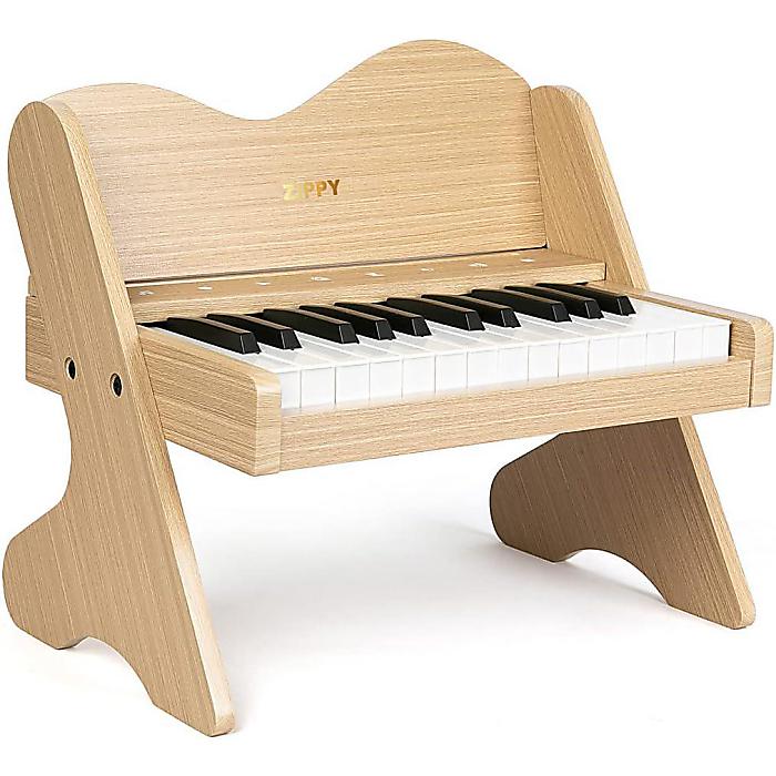 ZIPPY / キッズピアノ 25鍵 (色合い:Oak)触れ合うダイアログボックス式 陰電子洋琴 木製 吹き込み 生まれ変わり 音の大きさ合わせる 赤ちゃん向け 生まれ落ちる日差し上げ物に白いことデー 大売り出し