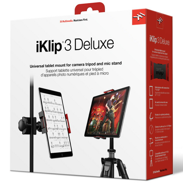 IK Multimedia(アイケーマルチメディア) / iKlip 3 Deluxe - マイクスタンド用マウントホルダー カメラ三脚用マウントホルダー タブレット・ホルダー -新生活応援