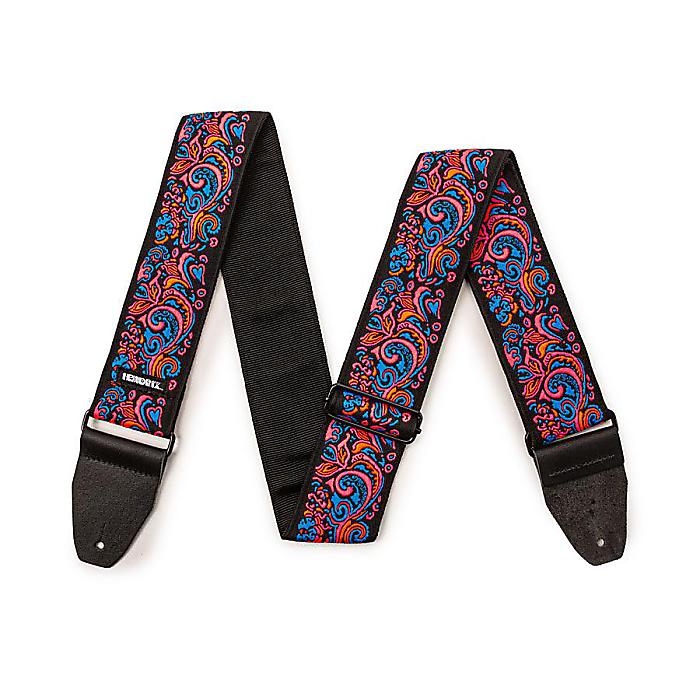 【メール便／送料無料】 Jim Dunlop(ジム・ダンロップ) / Jimi Hendrix Authentic JH28 LOVE DROPS BLACKLIGHT STRAP - PINK - ギターストラップ - 夏休みセール【メール便／送料無料】
