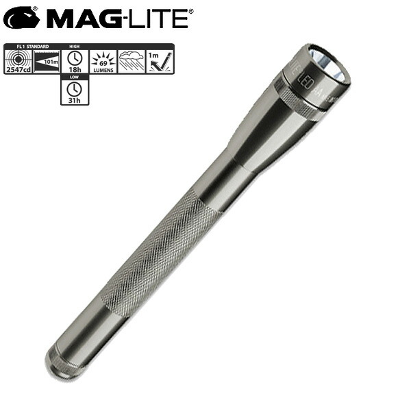 Mag-Lite(マグライト) / Mini LED 2-Cell AA Flashlight with Holster (GRAY)  ハンディーライト 直輸入品夏休特別