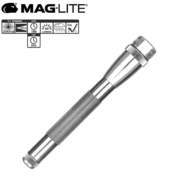 Mag-Lite(マグライト) / Mini LED 2-Cell AA Flashlight with Holster (SILVER) ハンディーライト 直輸入品夏休スペシャル｜ミュージックハウス フレンズ