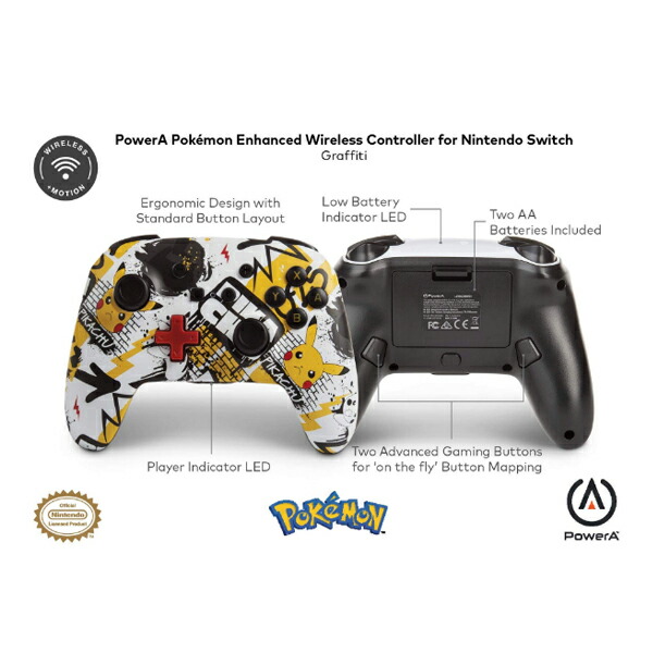 Powera Pokemon Graffiti ピカチュウ 海外限定品 公式ライセンス品 Nintendo Switch用 Bluetooth ゲーム コントローラー Mavipconstrutora Com Br