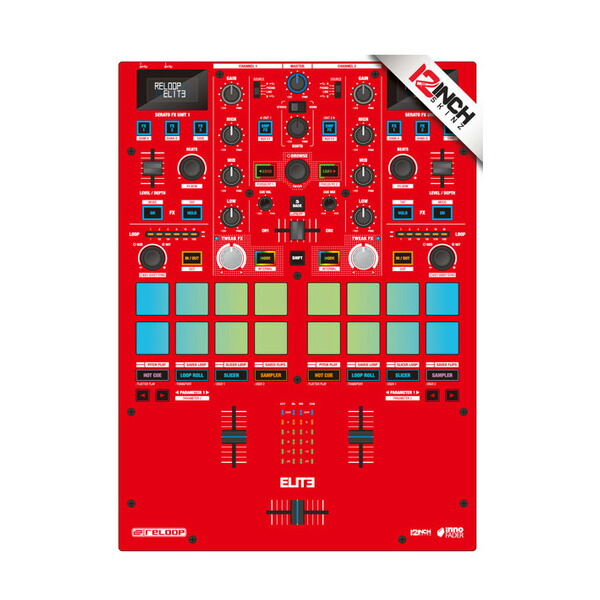 12inch SKINZ / Reloop Elite Skinz COLORS (レッド) 【Elite用 接着タイプスキン】夏休スペシャル