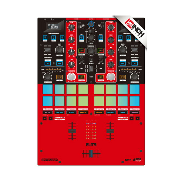 12inch SKINZ / Reloop Elite Skinz COLORS (レッド・ブラック) 【Elite用 接着タイプスキン】夏休スペシャル