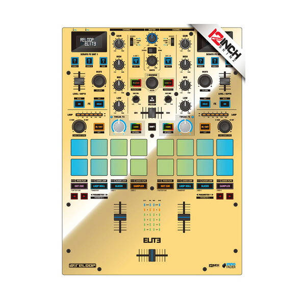 12inch SKINZ / Reloop Elite Skinz Metallics (ミラーゴールド) 【Elite用 接着タイプスキン】夏休スペシャル