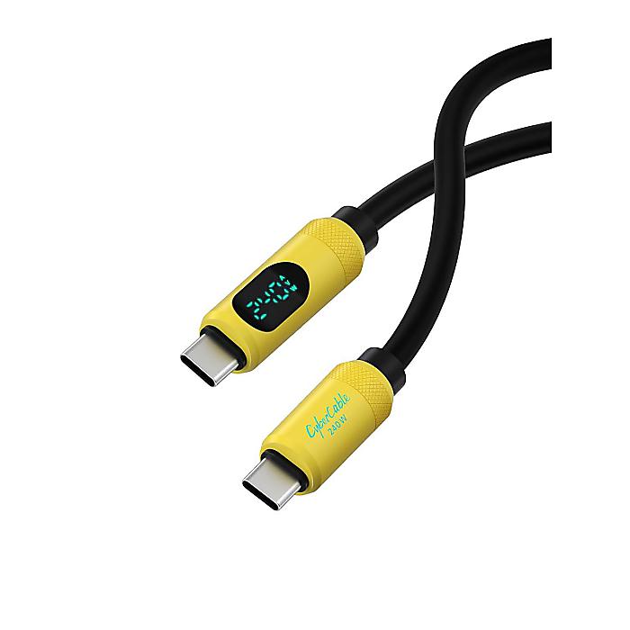Hagibis / USB-Cケーブル LEDディスプレイ付 シリコン 240W 急速充電ケーブル 480Mbpsデータ転送 (イエロー/2m)夏休スペシャル