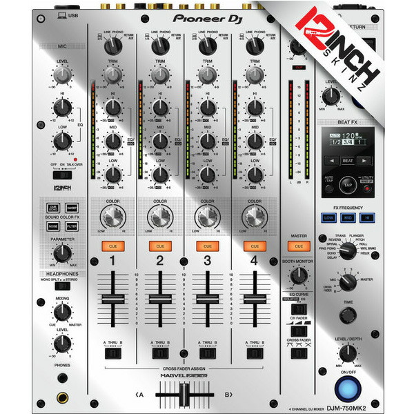 12inch SKINZ / Pioneer DJM-750MK2 Skinz Metallics (Mirror Silver) 機材用スキン夏休スペシャル