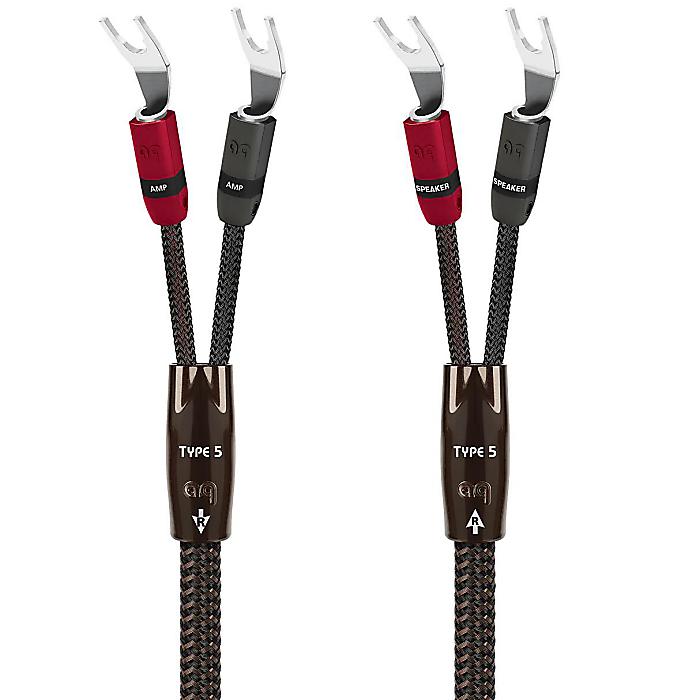 AudioQuest(オーディオクエスト) / Type 5 Full-Range SureGrip 300コネクタ付き フルレンジスピーカーケーブル スペード端子（シルバーメッキ） 3.6m ペア（左右2本セット） [TYPE512SS]新生活応援