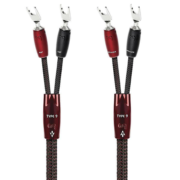 AudioQuest(オーディオクエスト) / Type 9 Full-Range SureGrip 500コネクタ付き フルレンジスピーカーケーブル スペード端子（シルバーメッキ） 3m ペア（左右2本セット） [TYPE910SS]新生活応援